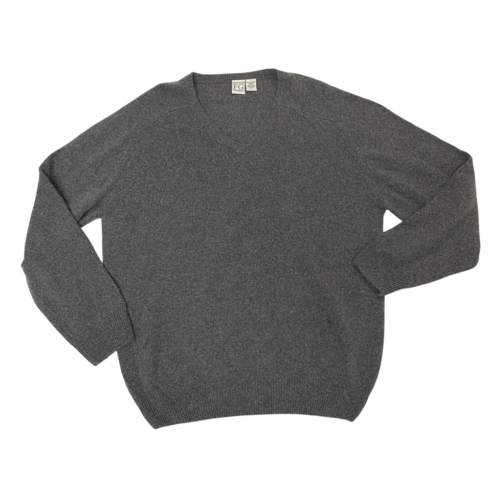 Vintage Field Gear FG Cashmere Sweater Mens L Gray V Neck Made in Japan